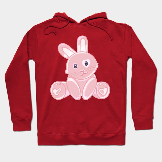 Pink Heart Bunny Hoodie by RoserinArt